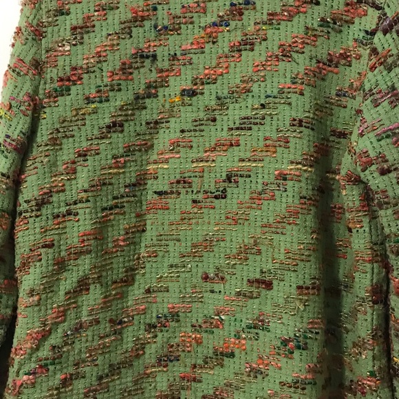 The Territory Ahead Green Multicolor Tweed Silk Grandmacore Blazer Button Up L - Picture 5 of 8